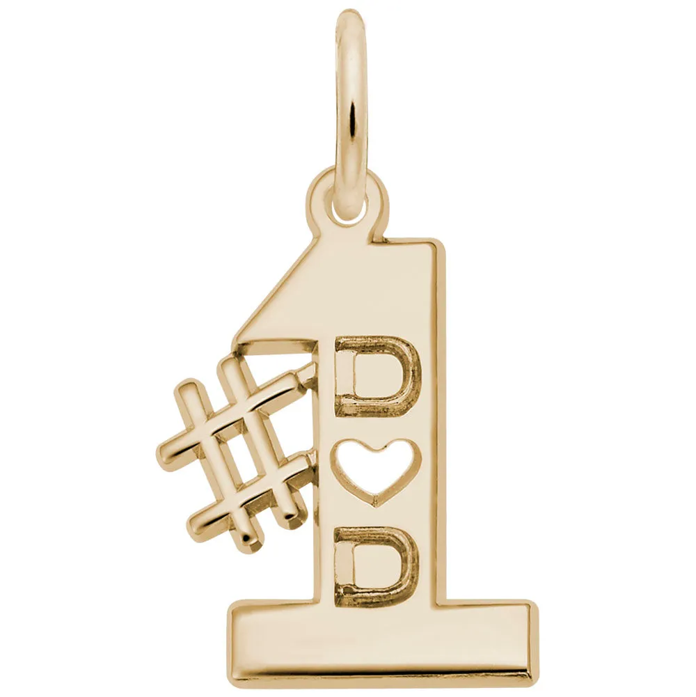 #1 Dad Charm in Yellow Gold Plated