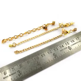 10 PCS PACK EXTENSION CHAIN FINDINGS FOR JEWELRY MAKING, GOLD PLATED' CHAIN DESIGN AND POLISH MAY VARY