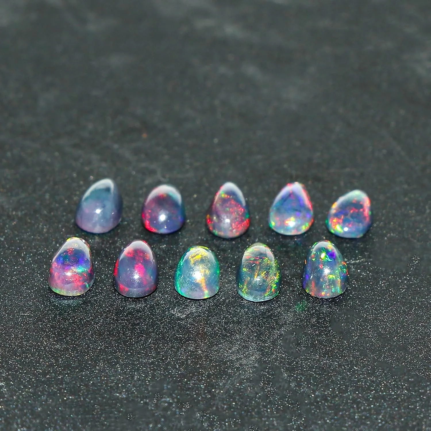 10 Pcs,5x3 MM, YASHEE Natural Black Opal, Pear Shape, Ethiopian Opal Gemstone Wholesale Lot,DIY Jewelry Making Supply, Chakra Healing Gemstone, Real Crystal, Birthstone