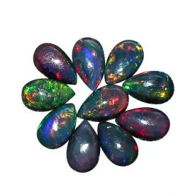10 Pcs,5x3 MM, YASHEE Natural Black Opal, Pear Shape, Ethiopian Opal Gemstone Wholesale Lot,DIY Jewelry Making Supply, Chakra Healing Gemstone, Real Crystal, Birthstone
