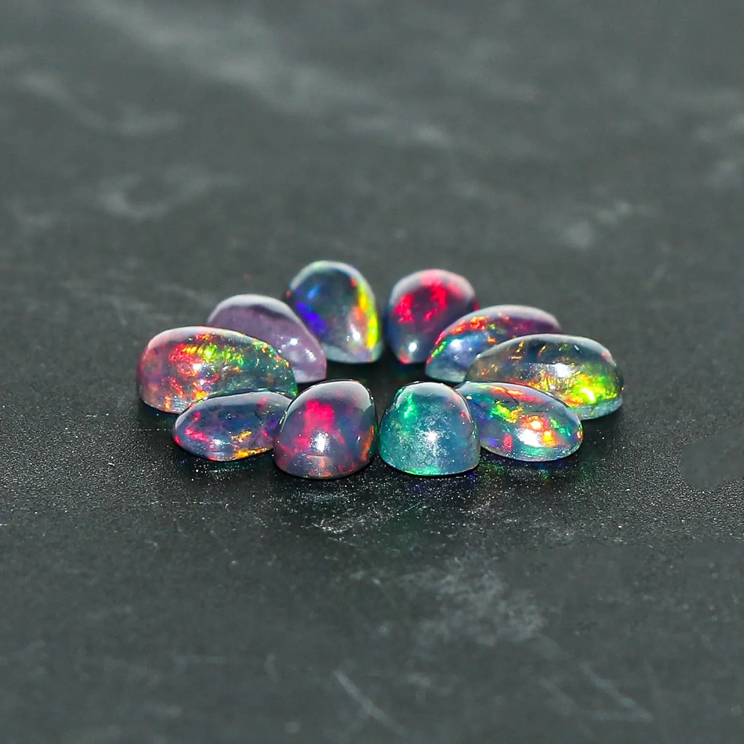 10 Pcs,5x3 MM, YASHEE Natural Black Opal, Pear Shape, Ethiopian Opal Gemstone Wholesale Lot,DIY Jewelry Making Supply, Chakra Healing Gemstone, Real Crystal, Birthstone