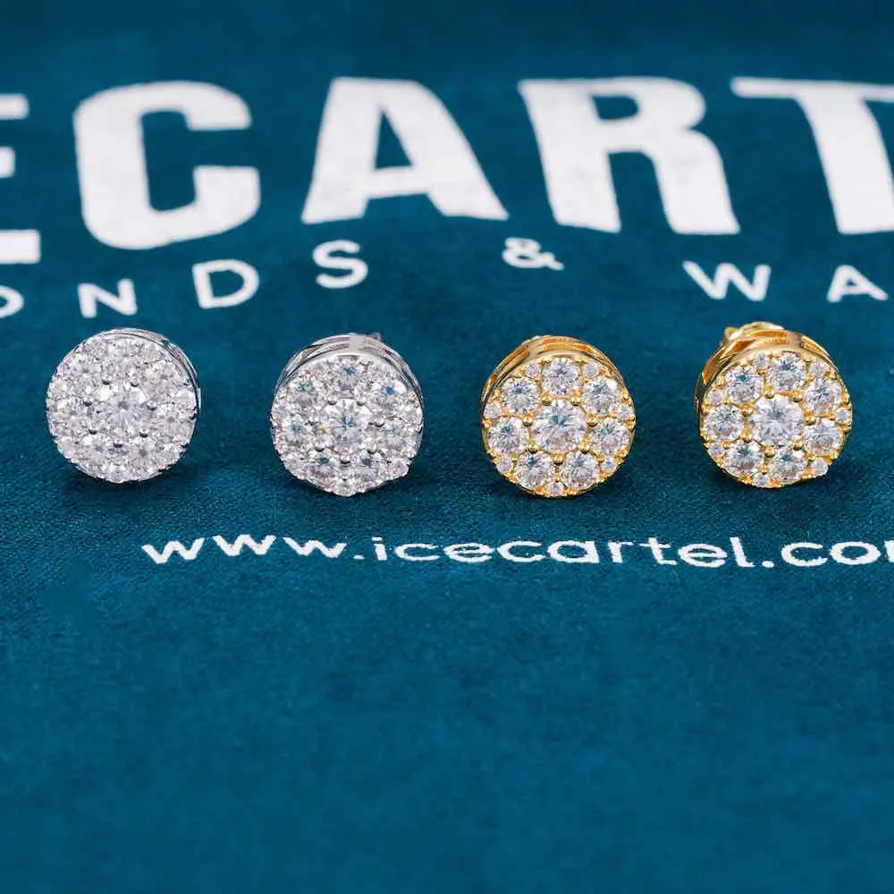 10MM Moissanite Cluster Halo Stud Earrings