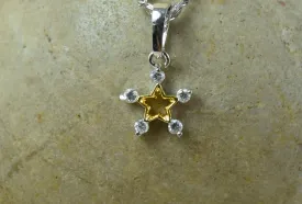 12mm Petite CZ White Gold Filled/Rhodium Plated Star Minimalist White Gold/Rhodium Pendant With Clear CZ Stone/ White Gold Holiday Pendant