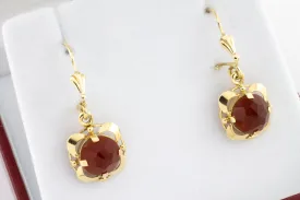 14 carat gold earrings with carnelian