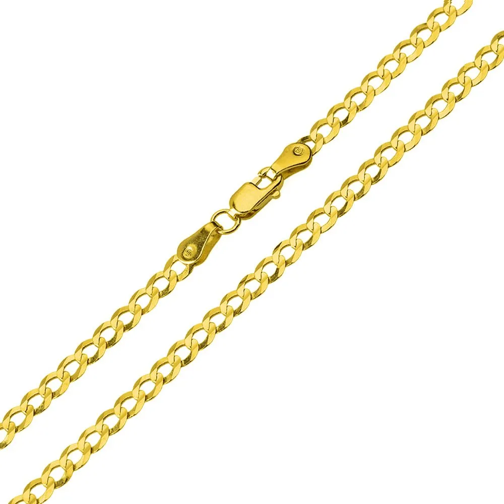 14K Gold Beaded Vertical Infinity Pendant with Cuban Chain Necklace - Yellow Gold