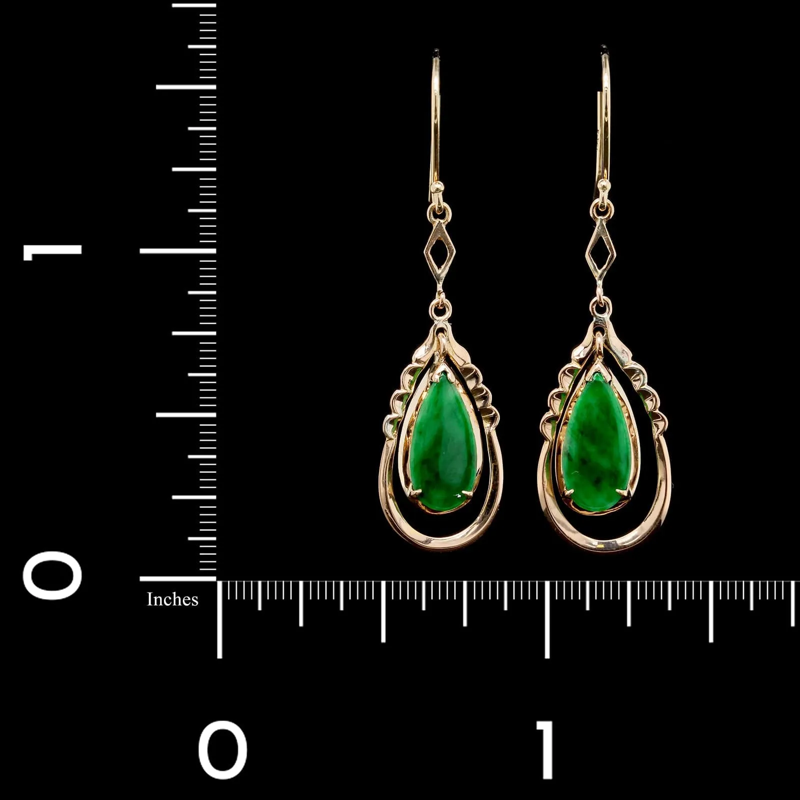 14K Rose Gold Estate and Jade Earrings