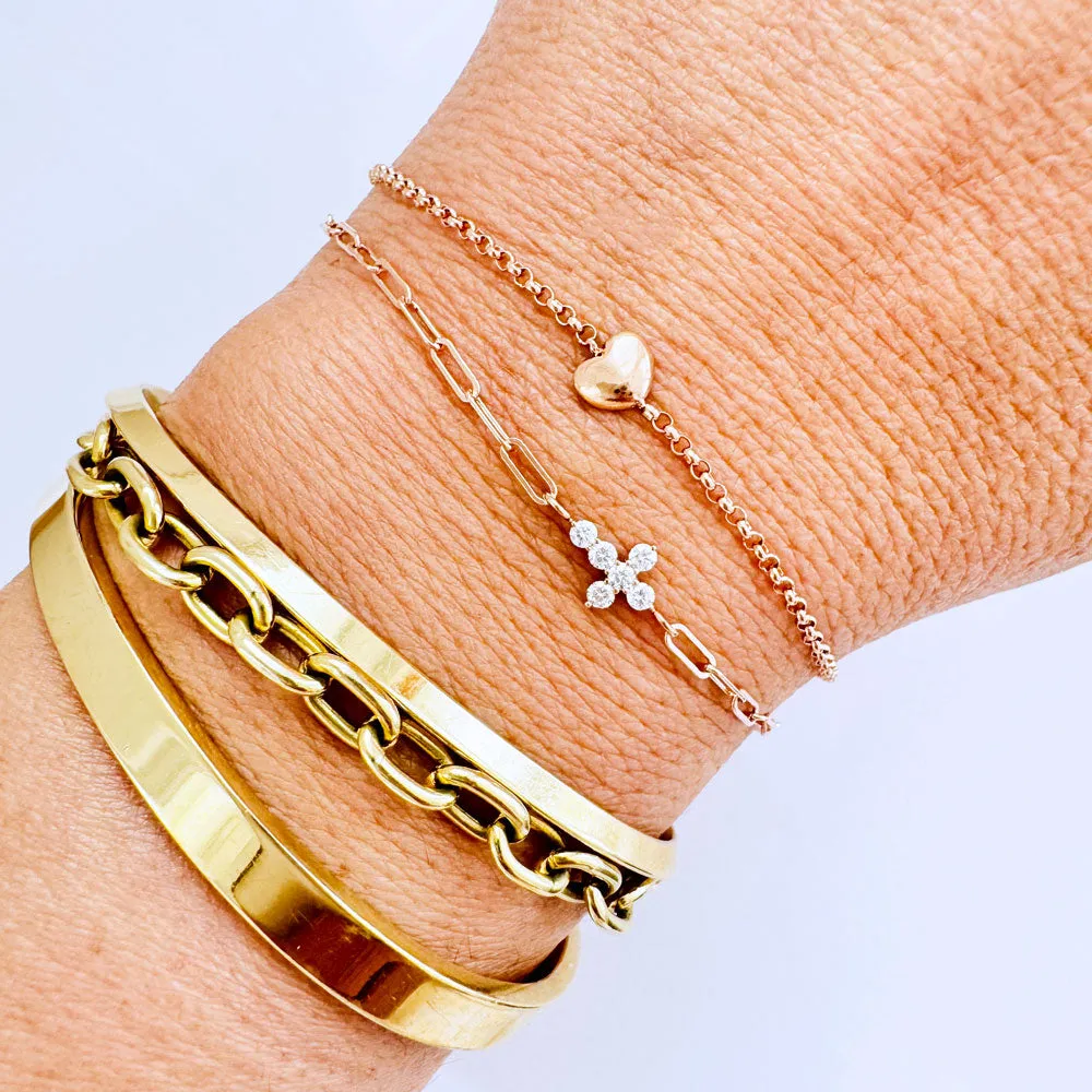 14K Rose Gold Puff Heart Bracelet - sample sale