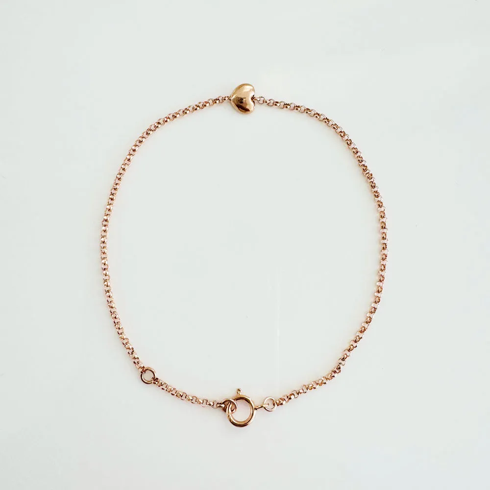 14K Rose Gold Puff Heart Bracelet - sample sale