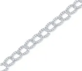 14K White Gold Diamond Oval Link Bracelet