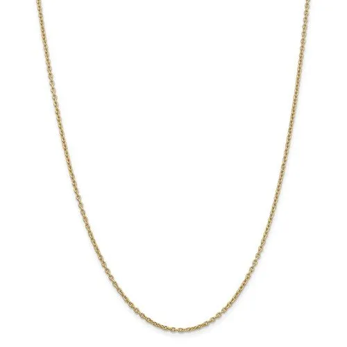 14KT Gold 2MM Round Open Cable Link Chain Necklace - 4 Lengths
