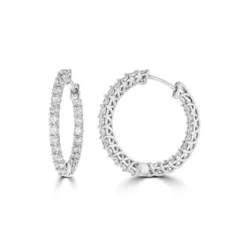 14KT GOLD 3/4 CTW DIAMOND TRELLIS INSIDE OUT HOOP EARRINGS-2 COLORS