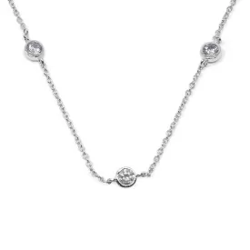 16 Inch Cubic Zirconia Diamond Stations Rhodium Plated