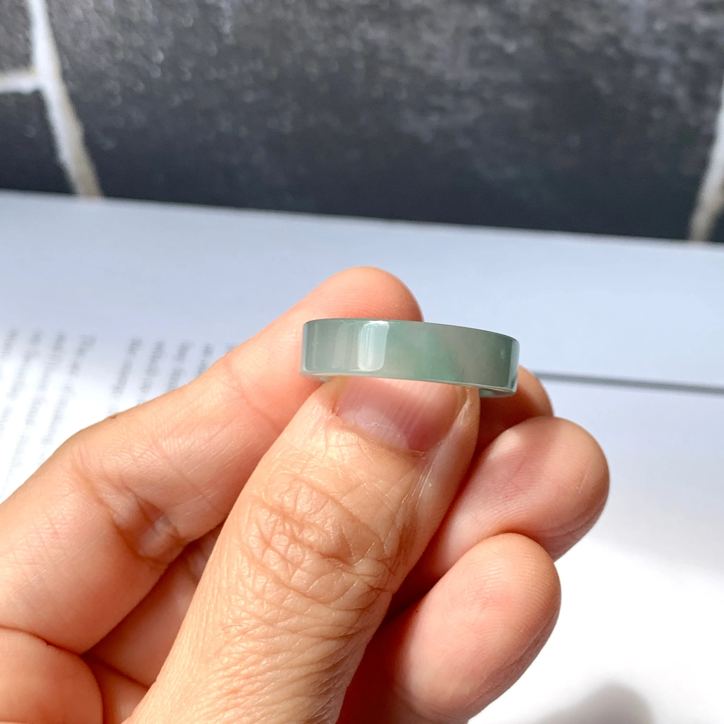 17mm A-Grade Natural Bluish Green Jadeite Abacus Band No.161503