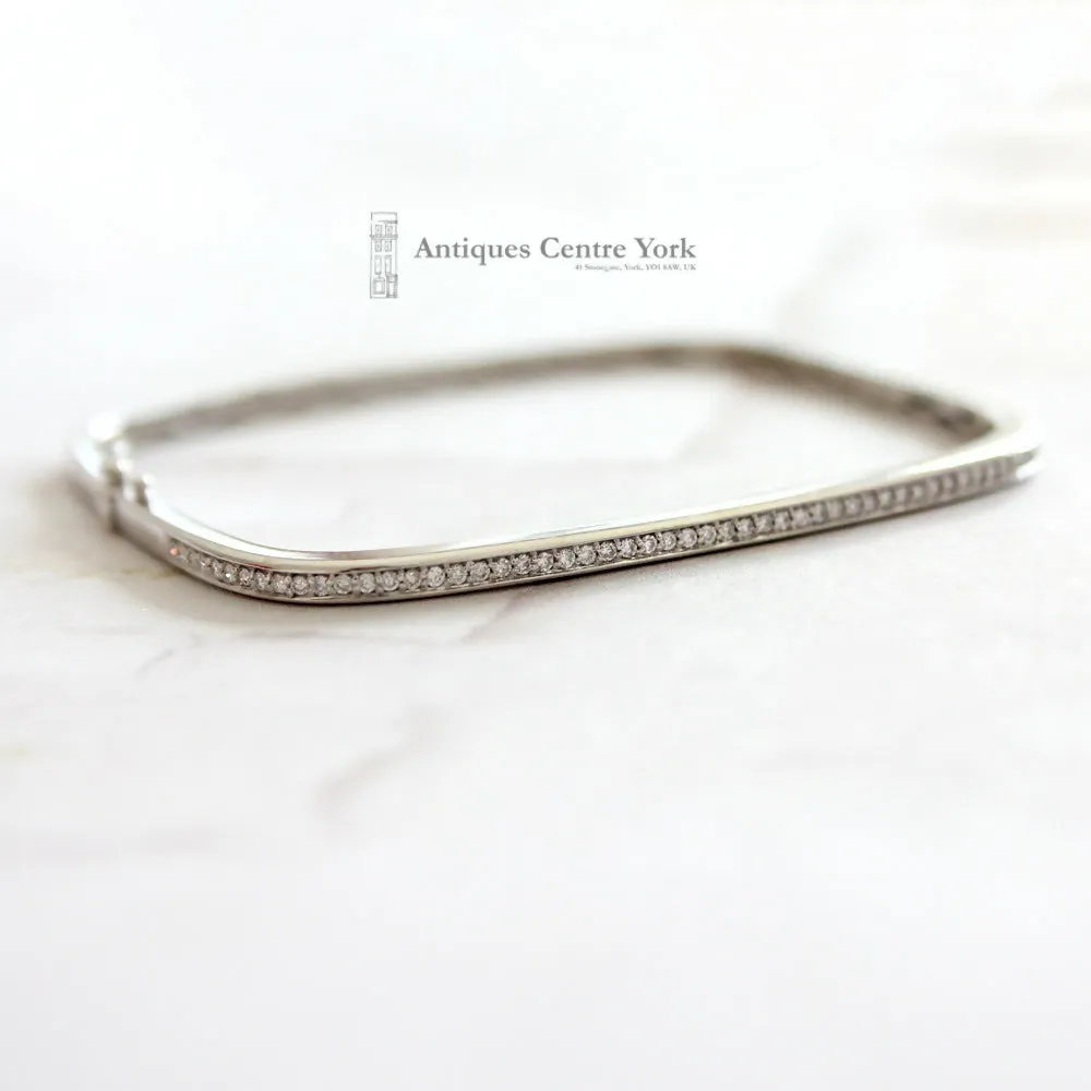 18ct White Gold Diamond Square Bangle 0.60ct