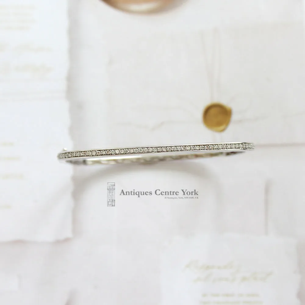 18ct White Gold Diamond Square Bangle 0.60ct