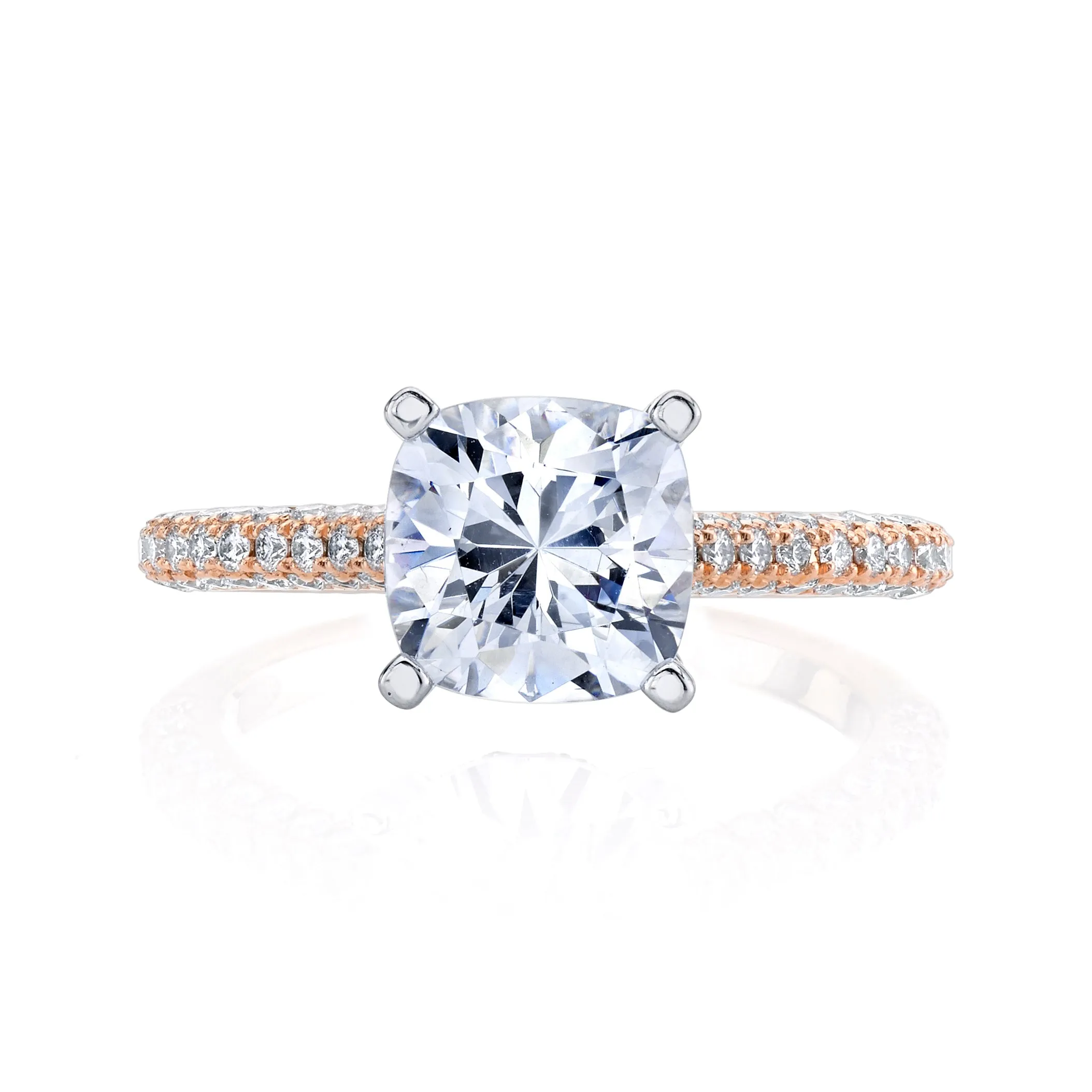 18K Rose Gold Pave Cushion Engagement Ring