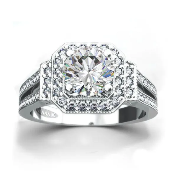 18K White Gold Diamond Engagement Ring