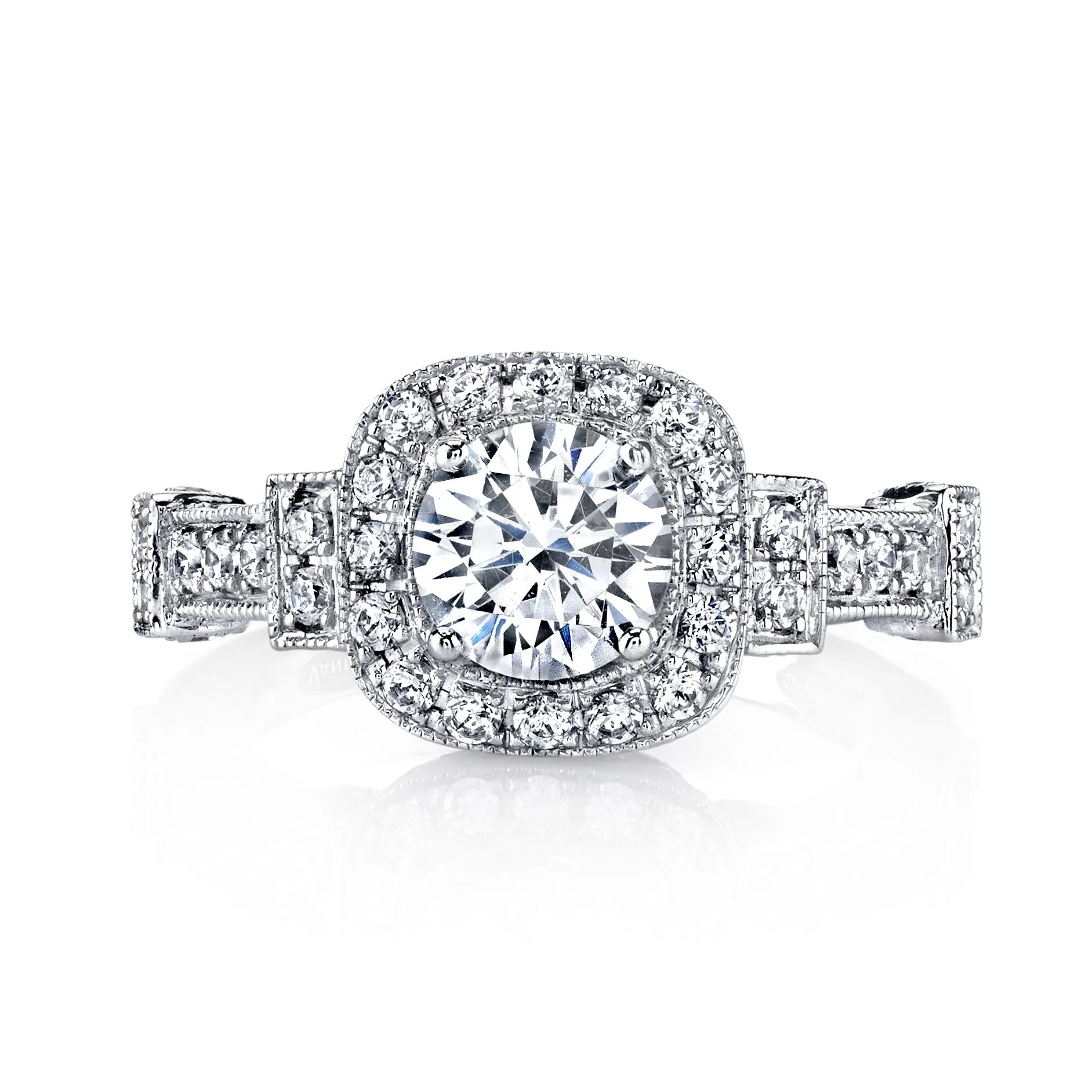 18K White Gold Halo Diamond Engagement Ring