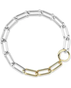18k Yellow Gold and Sterling Silver Merge Bracelet