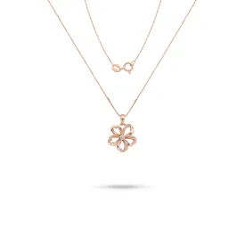 18" Plumeria Pendant / Necklace in Rose Gold with Diamond - 14mm
