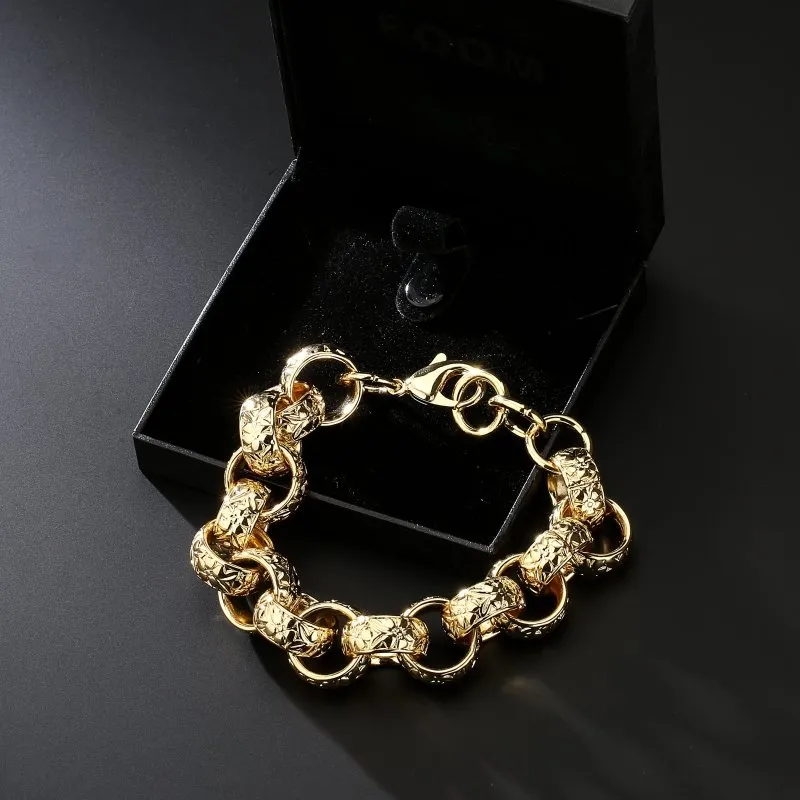20mm Gold Filled Bonded Ornate Belcher Bracelet 8.5/9.5 Inch
