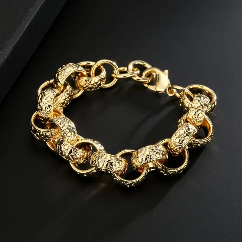 20mm Gold Filled Bonded Ornate Belcher Bracelet 8.5/9.5 Inch