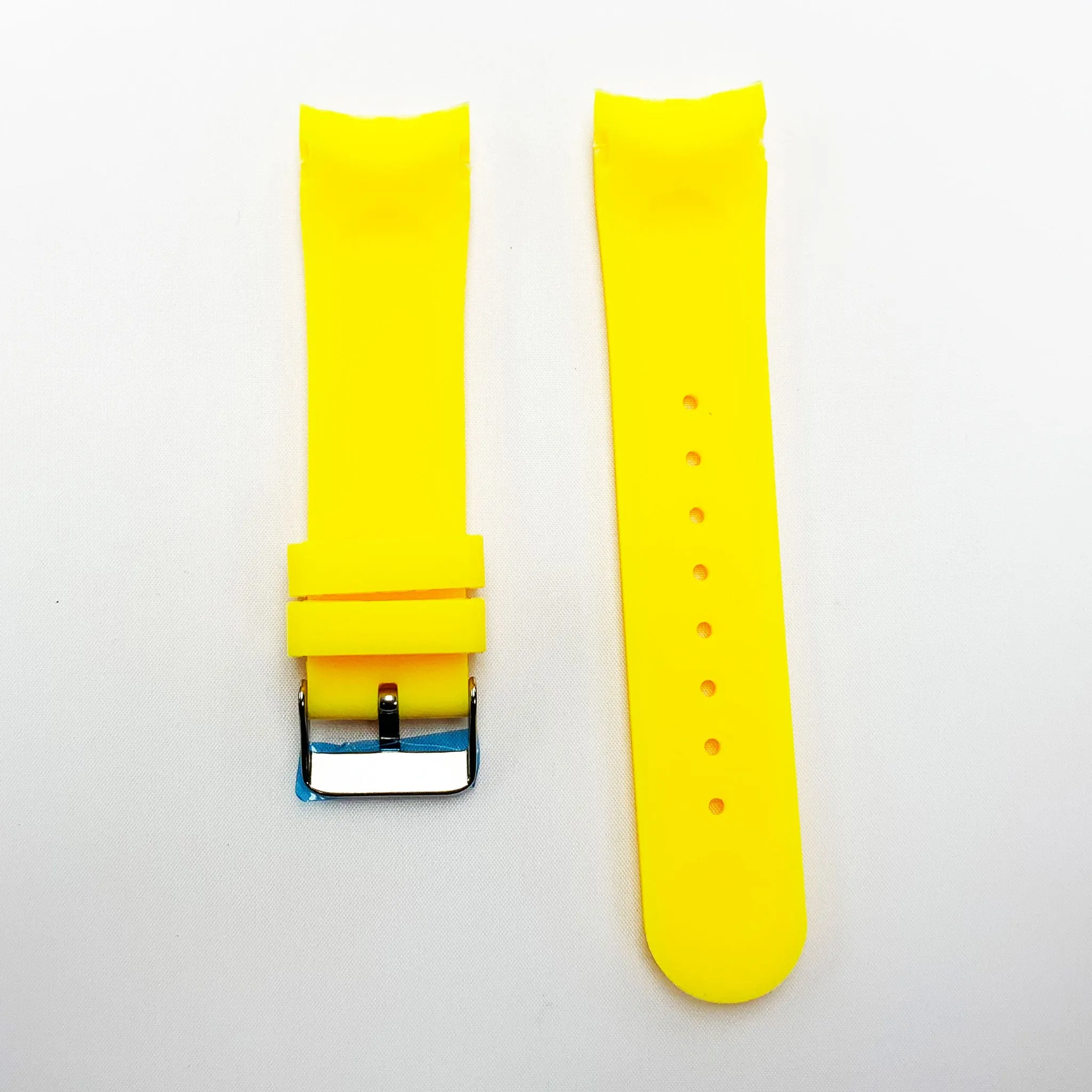 24 MM Special Curve Yellow Color Silicone Quick Release Regular Size Watch Strap Steel HR