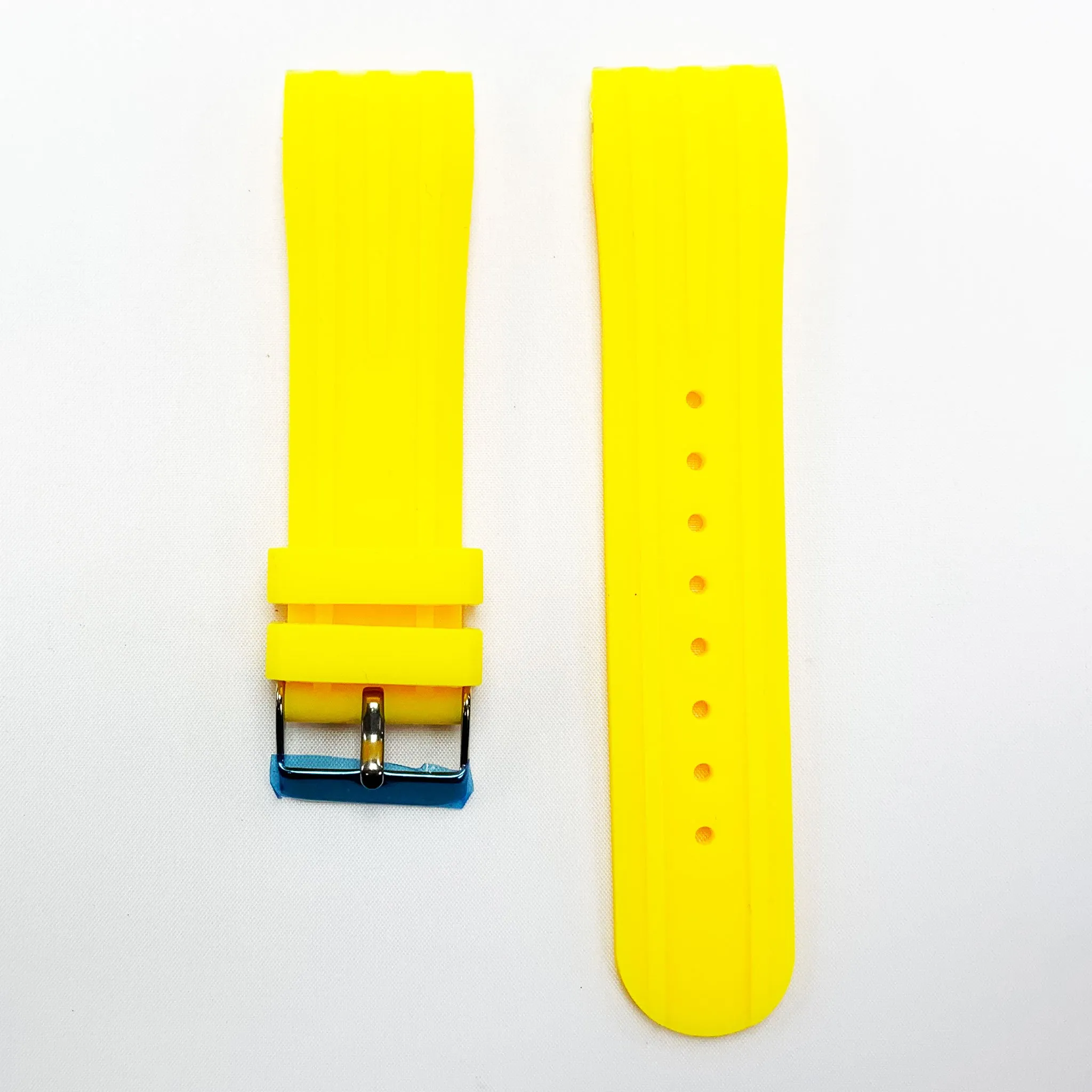 24 MM Special Curve Yellow Color Silicone Quick Release Regular Size Watch Strap Steel HR