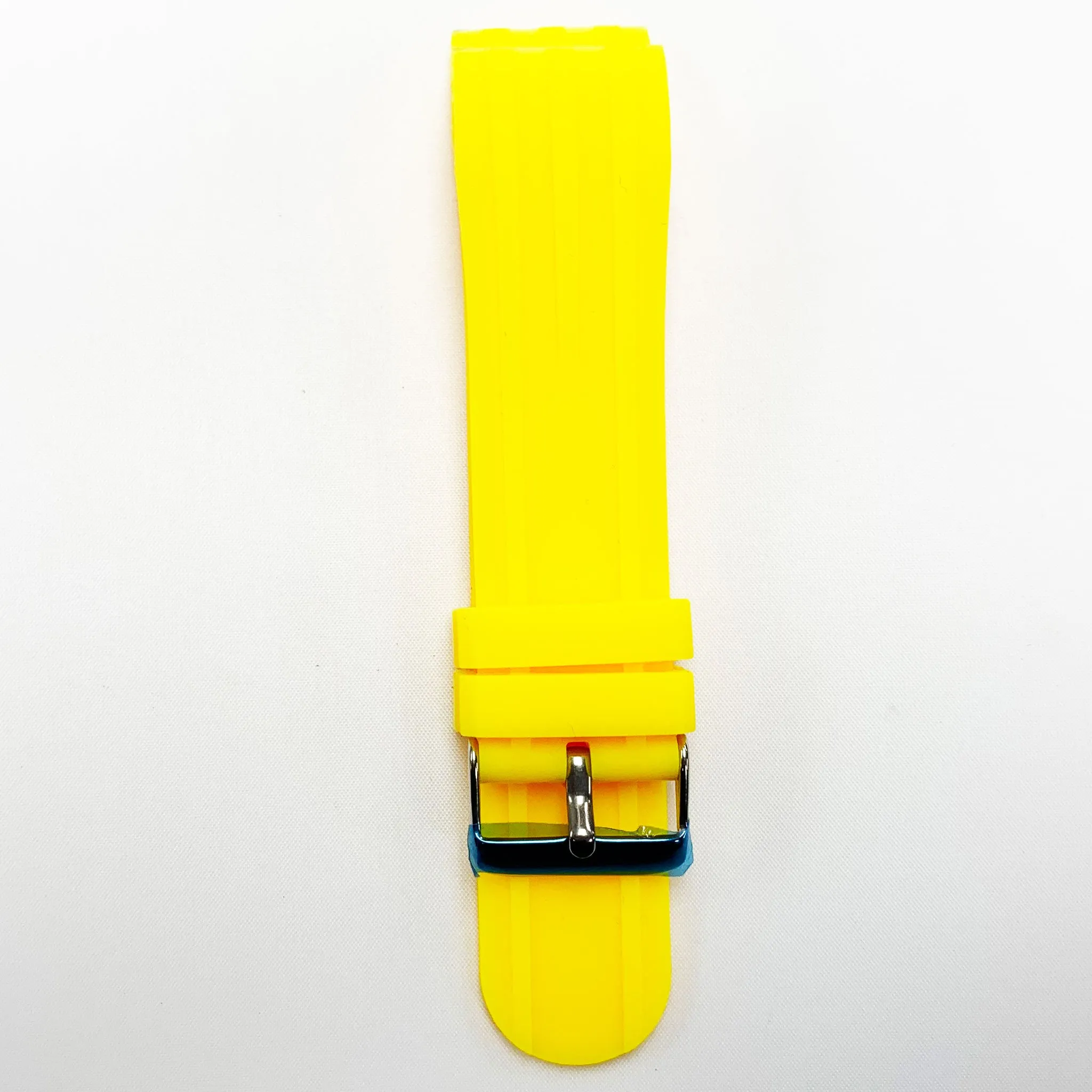 24 MM Special Curve Yellow Color Silicone Quick Release Regular Size Watch Strap Steel HR