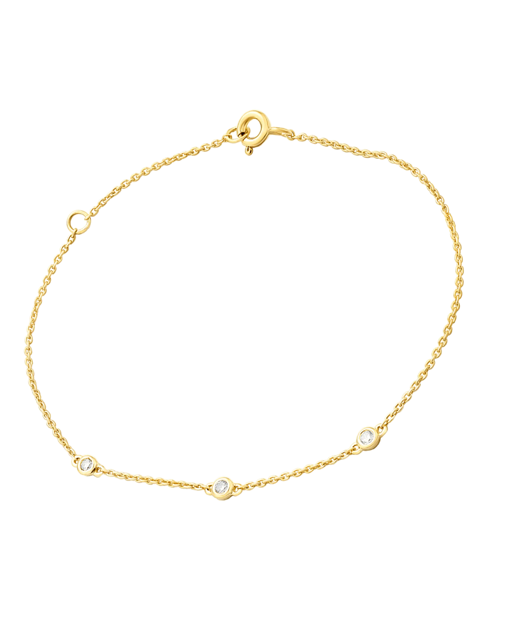 3 Diamond Bezel Bracelet - 14K Rose Gold