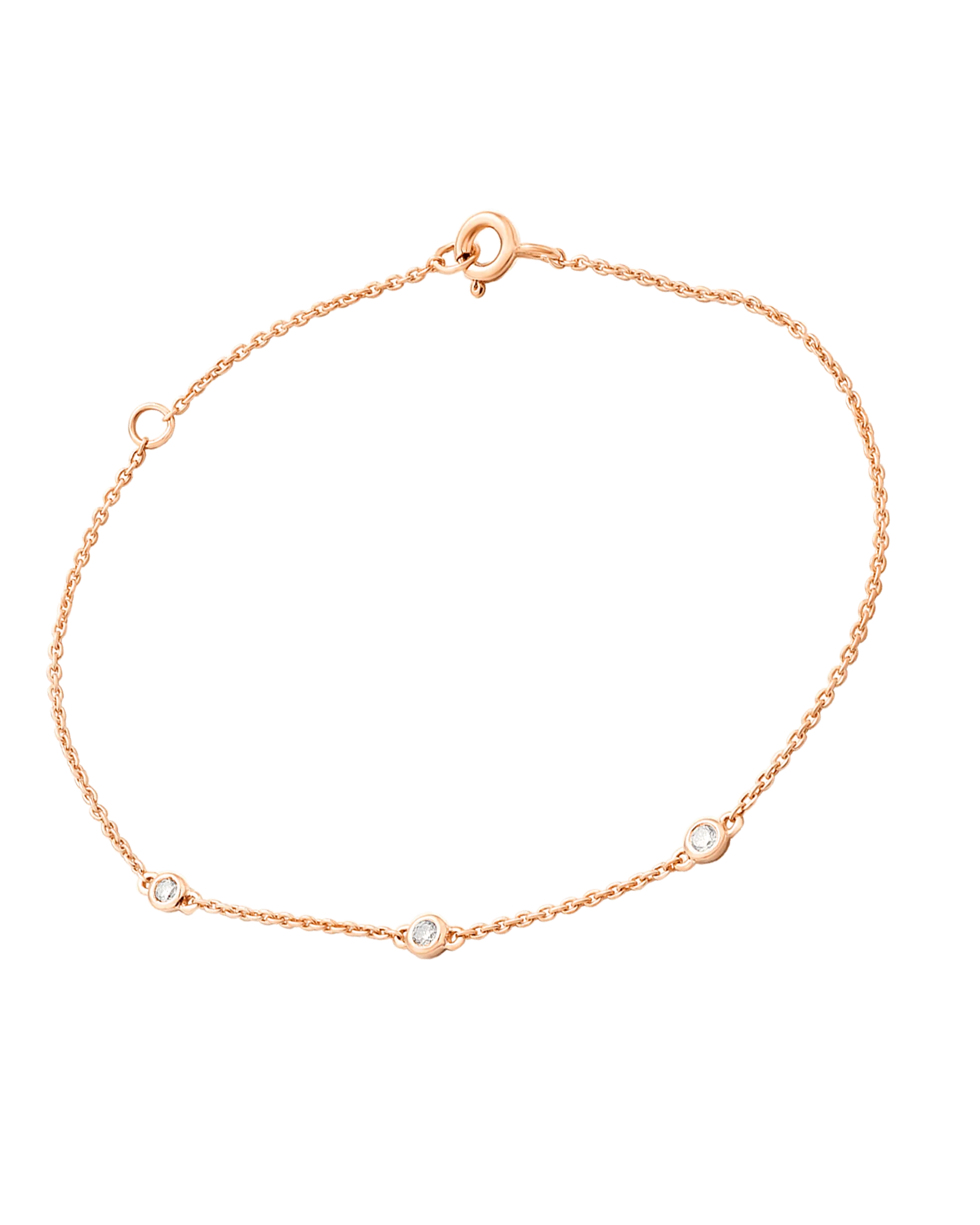 3 Diamond Bezel Bracelet - 14K Rose Gold