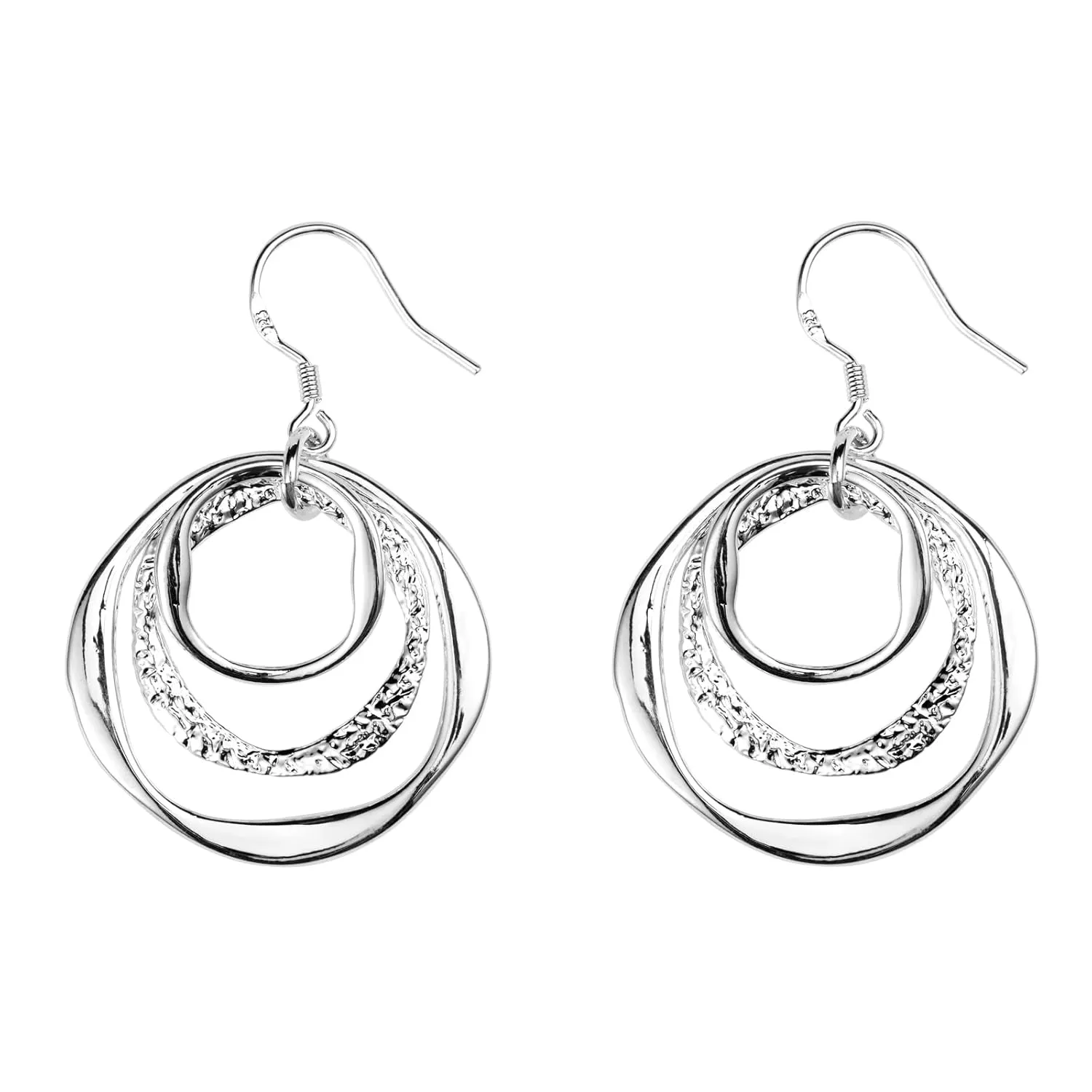 3-layered Circle Silver dangle earrings Lightweight Dangle Drop Earrings Fashion Dainty Geometric Dangling Earrings for for Women Trendy Fashion