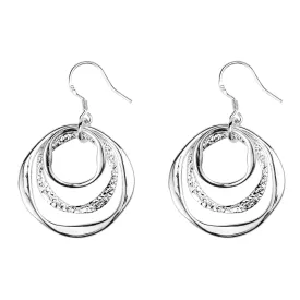 3-layered Circle Silver dangle earrings Lightweight Dangle Drop Earrings Fashion Dainty Geometric Dangling Earrings for for Women Trendy Fashion