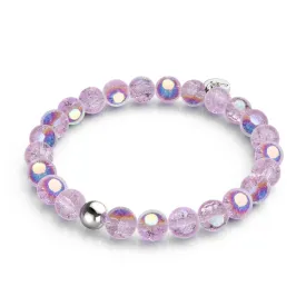 .925 Sterling Silver x Purple Cloud Bubble Glass Bracelet