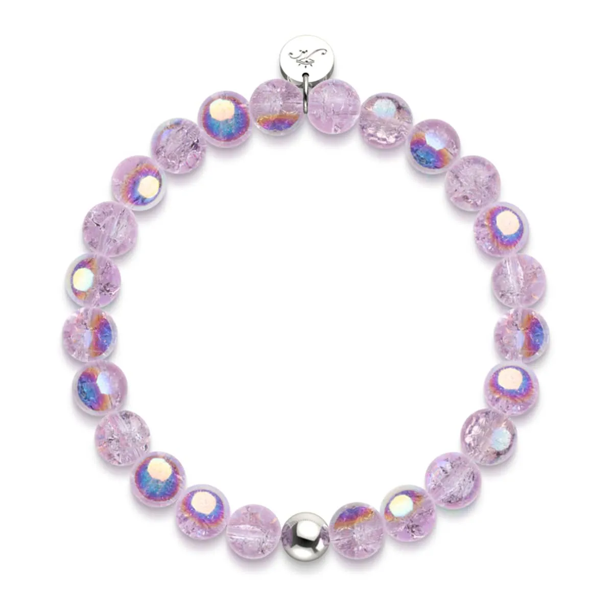 .925 Sterling Silver x Purple Cloud Bubble Glass Bracelet