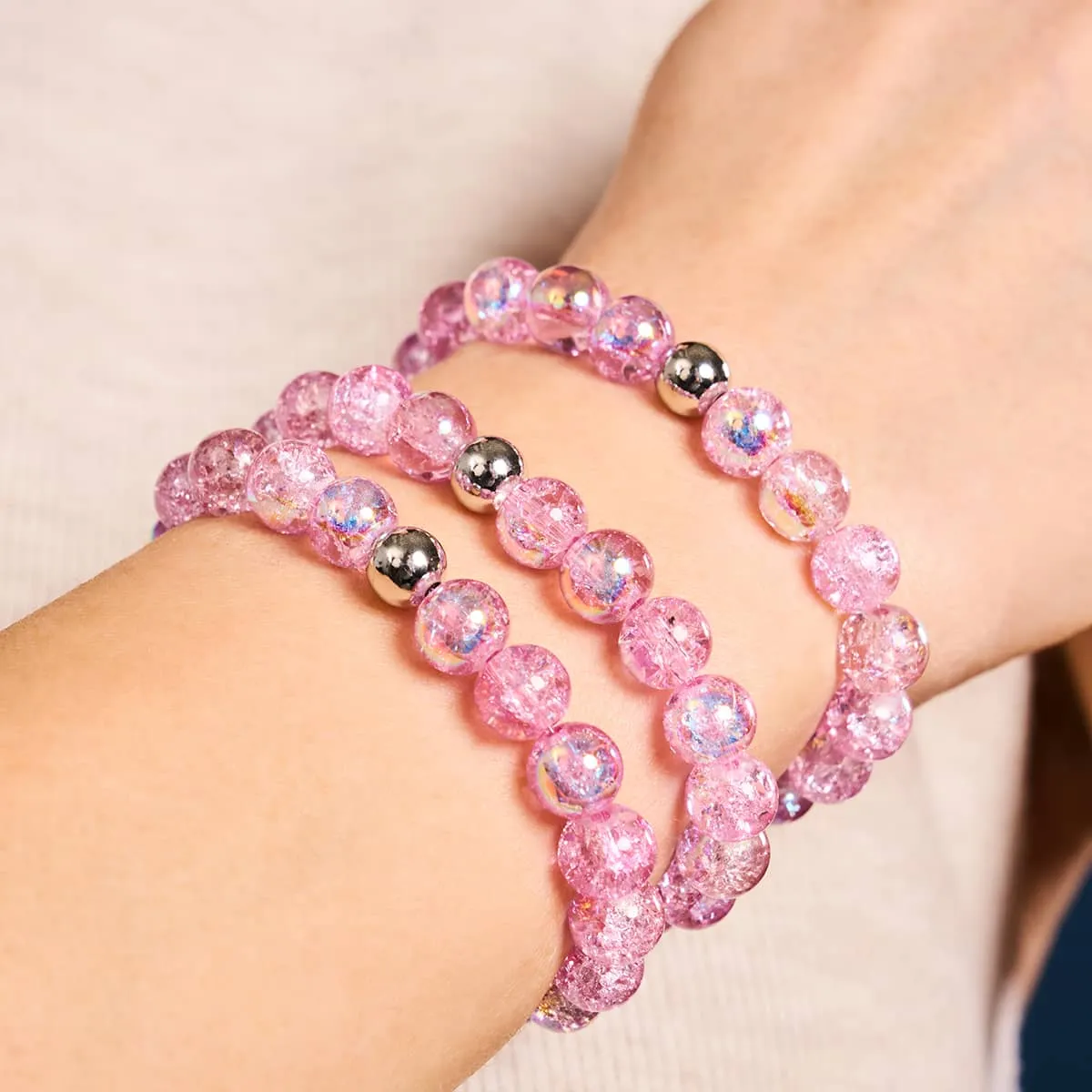 .925 Sterling Silver x Purple Cloud Bubble Glass Bracelet