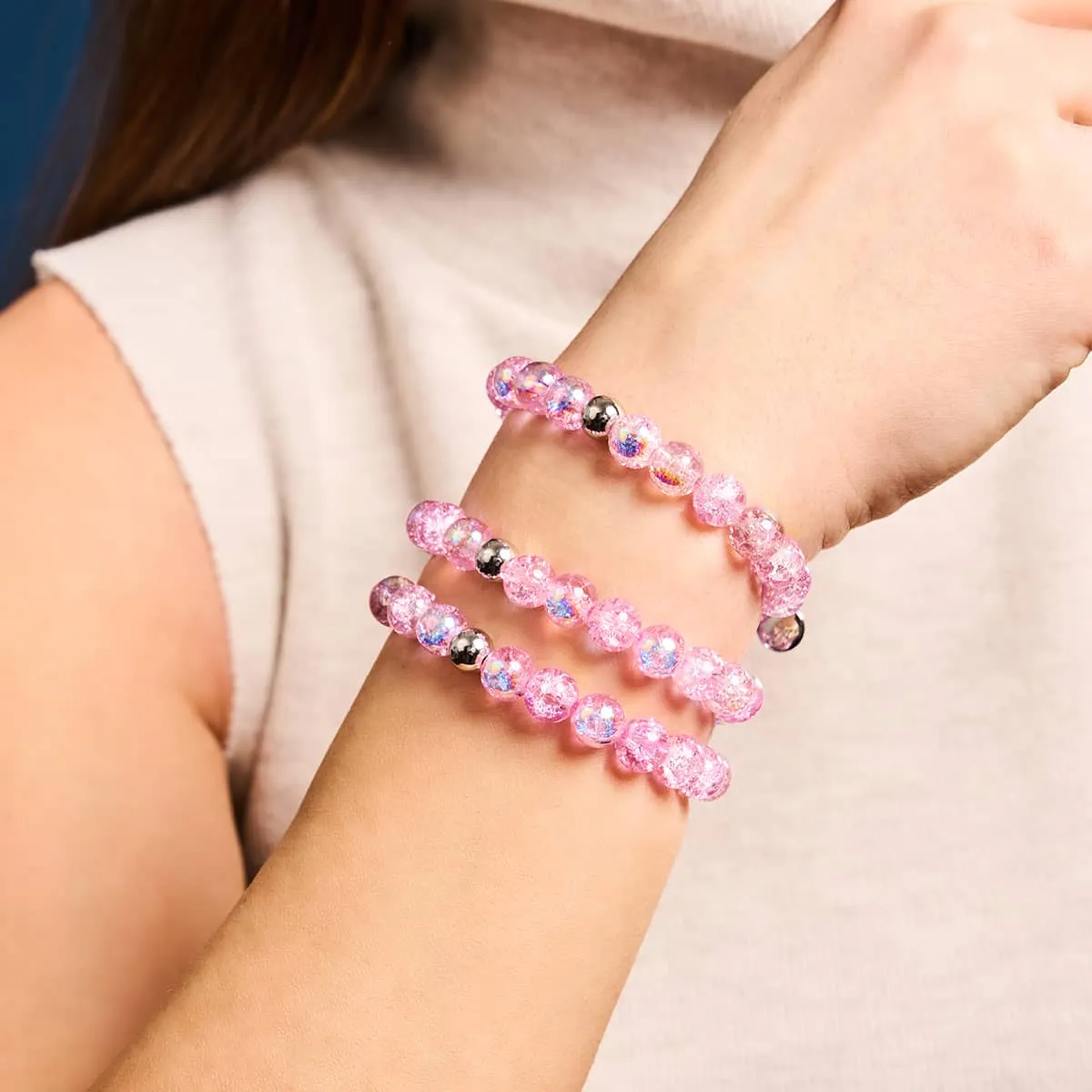 .925 Sterling Silver x Purple Cloud Bubble Glass Bracelet