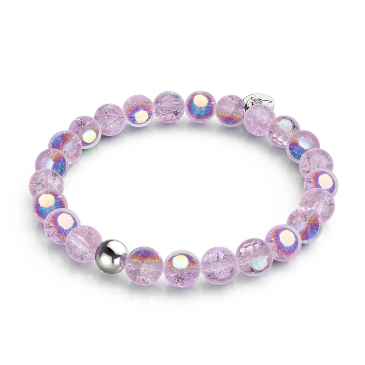 .925 Sterling Silver x Purple Cloud Bubble Glass Bracelet