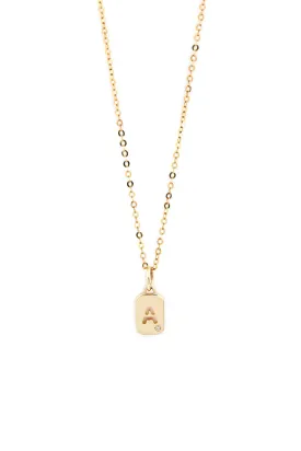 9kt Gold Initial with Diamond Pendant Necklace