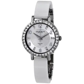 Akribos Xxiv Silver Dial White Ceramic Ladies Watch AK758SSW