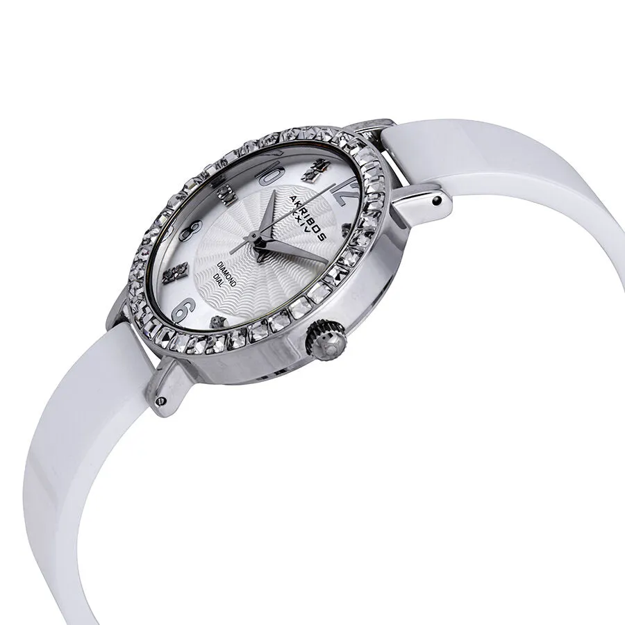 Akribos Xxiv Silver Dial White Ceramic Ladies Watch AK758SSW