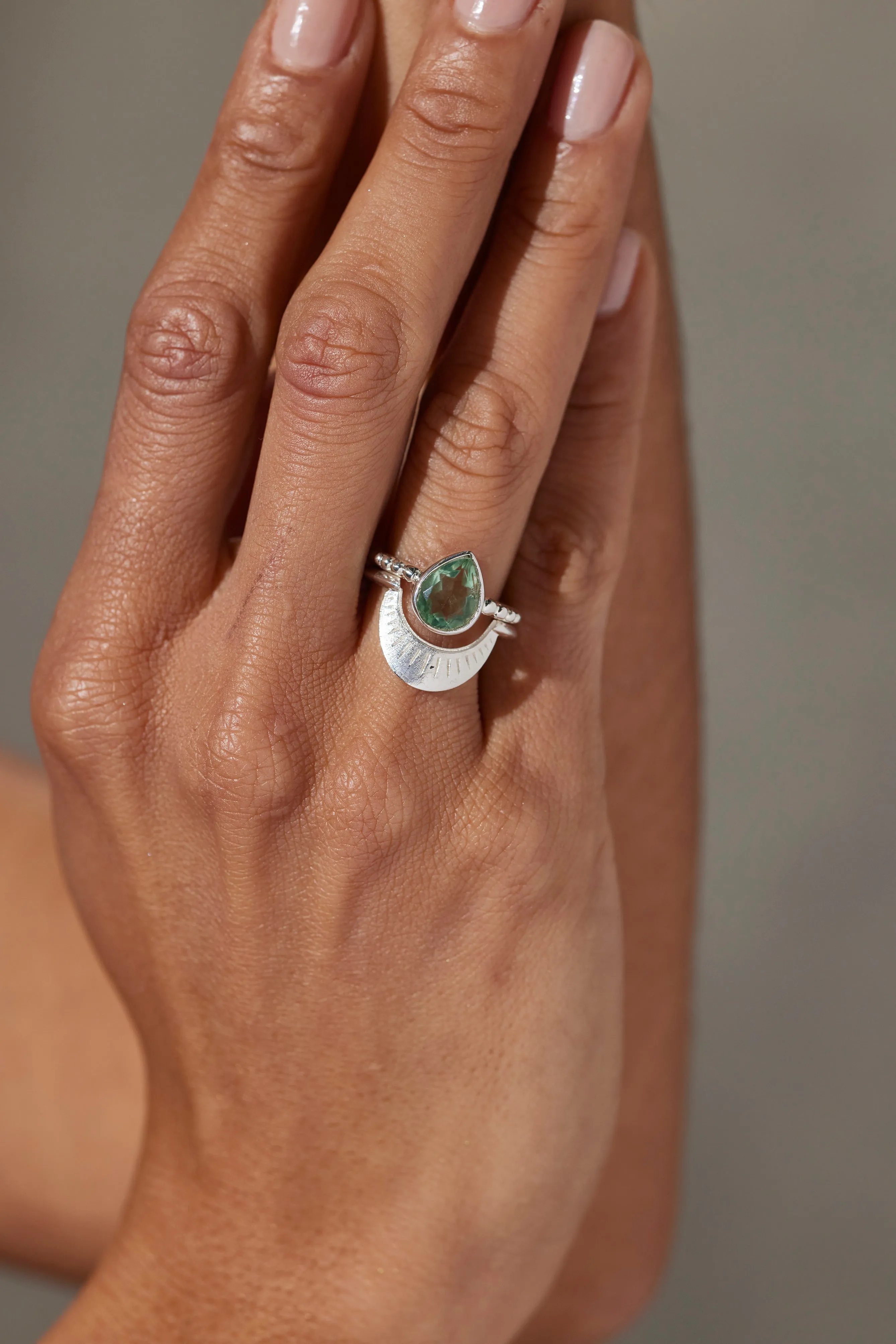 Amie Fluorite Silver Stacker