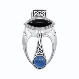 An elegant fusion of art ~ Sterling Silver Celtic Maori Pendant Jewelry with Gemstone Centerpiece TPD1213