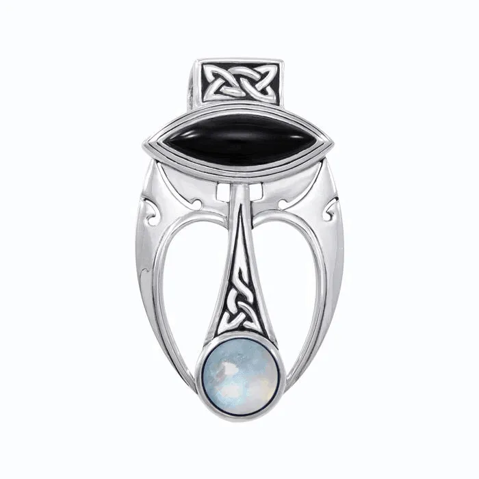 An elegant fusion of art ~ Sterling Silver Celtic Maori Pendant Jewelry with Gemstone Centerpiece TPD1213