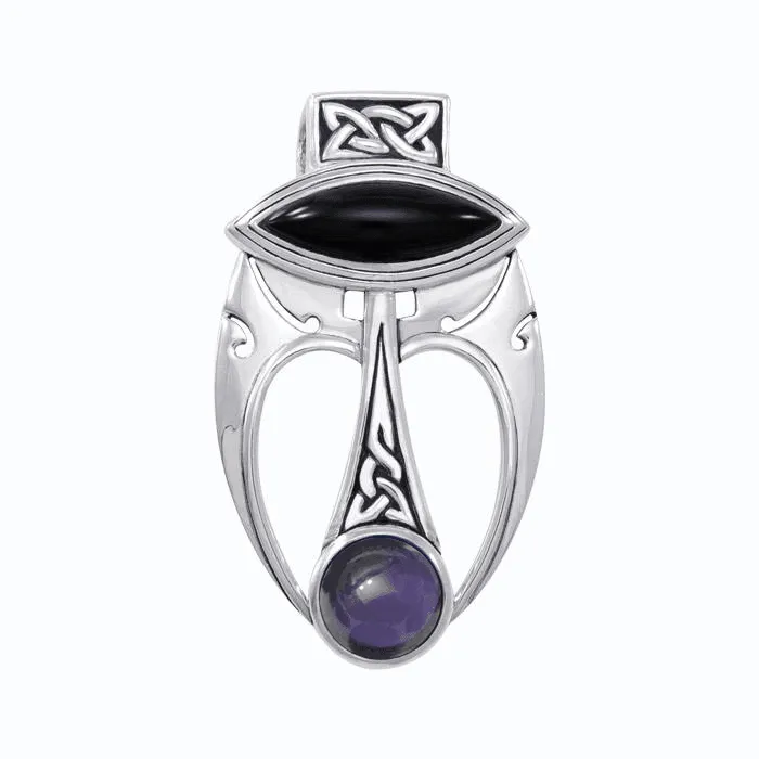 An elegant fusion of art ~ Sterling Silver Celtic Maori Pendant Jewelry with Gemstone Centerpiece TPD1213