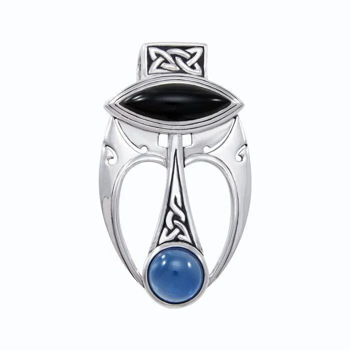 An elegant fusion of art ~ Sterling Silver Celtic Maori Pendant Jewelry with Gemstone Centerpiece TPD1213
