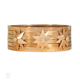 Antique French diamond and gold star bracelet