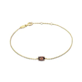 Baguette Brune 14 karat gold bracelet with brown zirconia stone