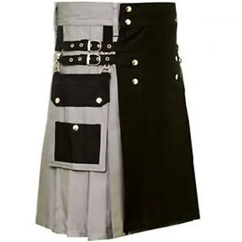 Black And Grey Wedding Fashionable Utility Kilt