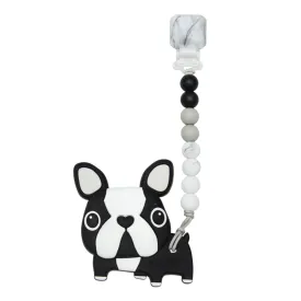 Black Boston Terrier Teether Set Gem by Loulou Lollipop